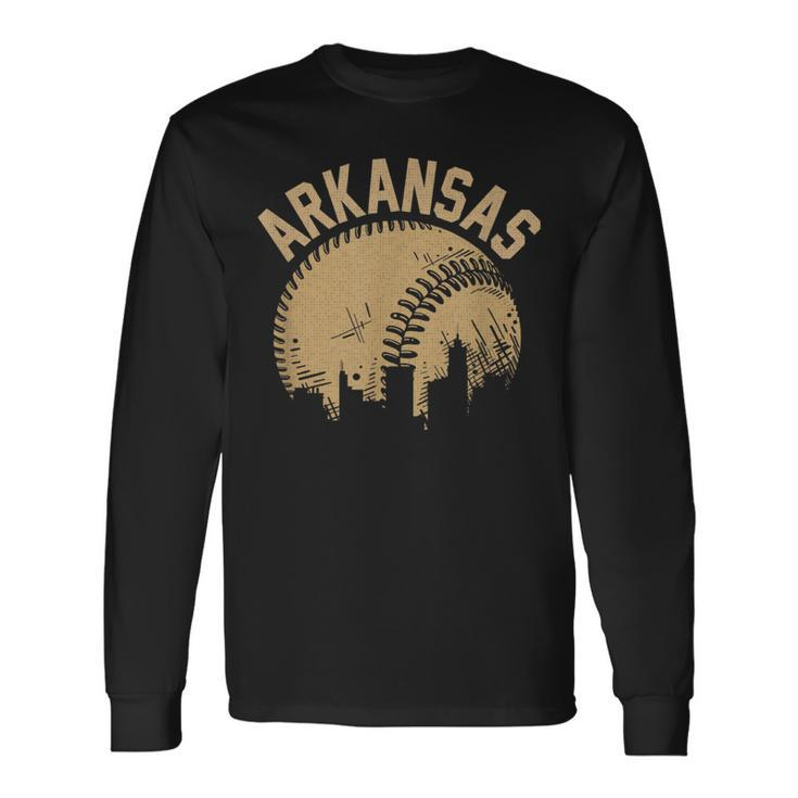 Vintage Usa State Fan Player Coach Arkansas Baseball Long Sleeve T-Shirt