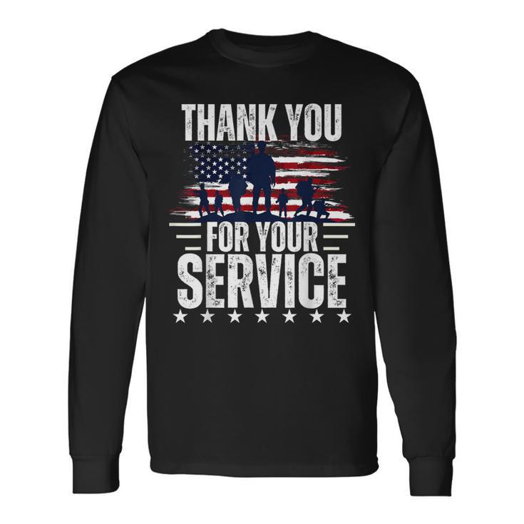 Vintage Veteran Thank You For Your Service Veteran's Day Long Sleeve T-Shirt