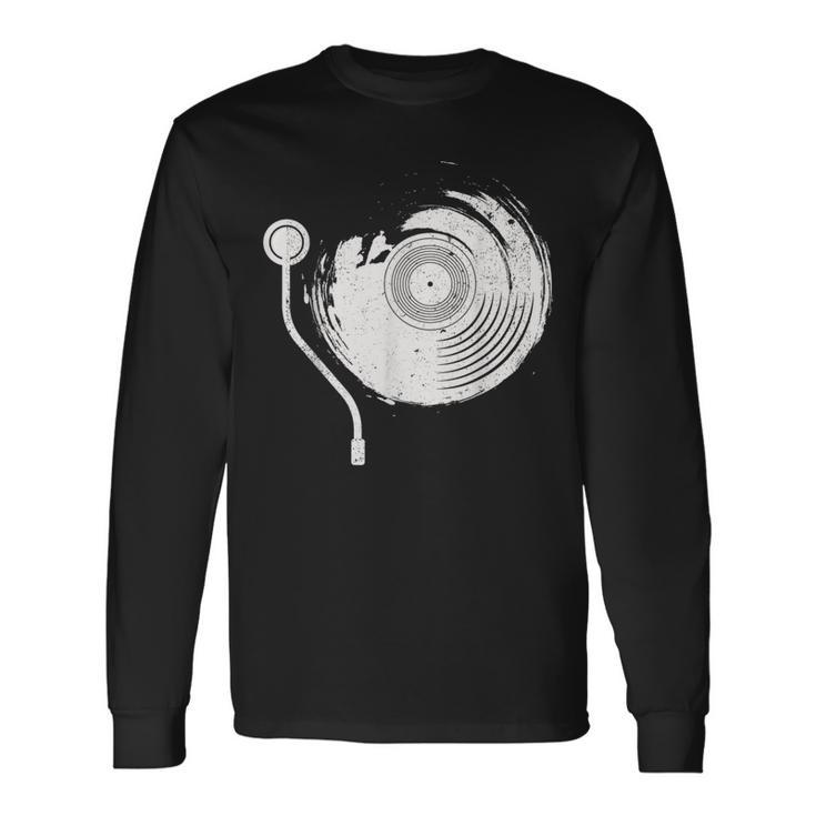 Vintage Vinyl Records Player Record Collector Music Lover Long Sleeve T-Shirt