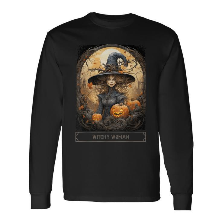 Vintage Witchcraft Wiccan Gothic Witchy Halloween Witch Long Sleeve T-Shirt