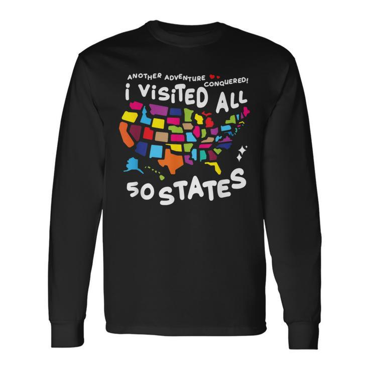 I Visited All 50 States Us Map Travel Challenge Long Sleeve T-Shirt
