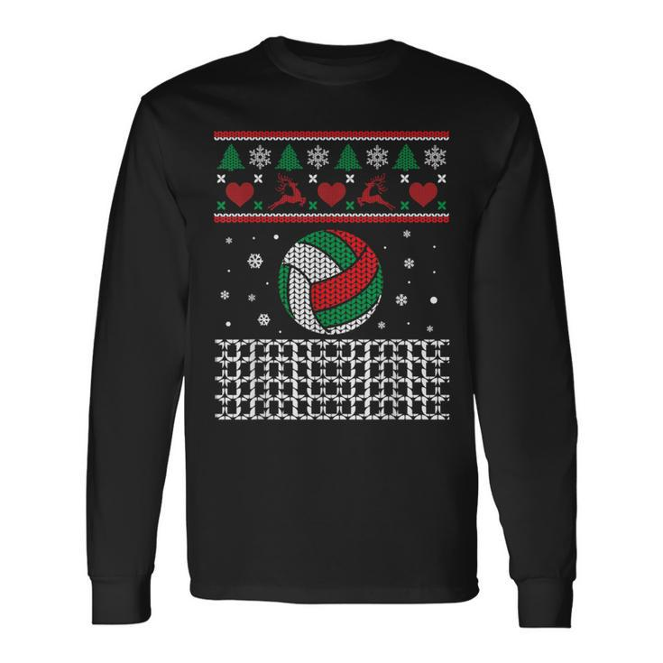 Volleyball Christmas Ugly Sweater For Volleyball Player Long Sleeve T-Shirt