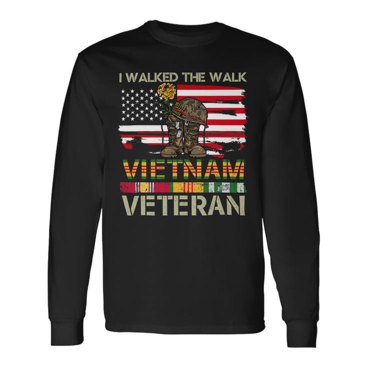 I Walked The Walk Vietnam Veterans American Flag 237 Long Sleeve T-Shirt Gifts ideas