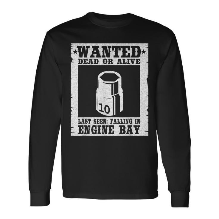 Wanted 10Mm Socket Poster Race Car Drag Racing Mechanic Mechanic Long Sleeve T-Shirt T-Shirt Gifts ideas