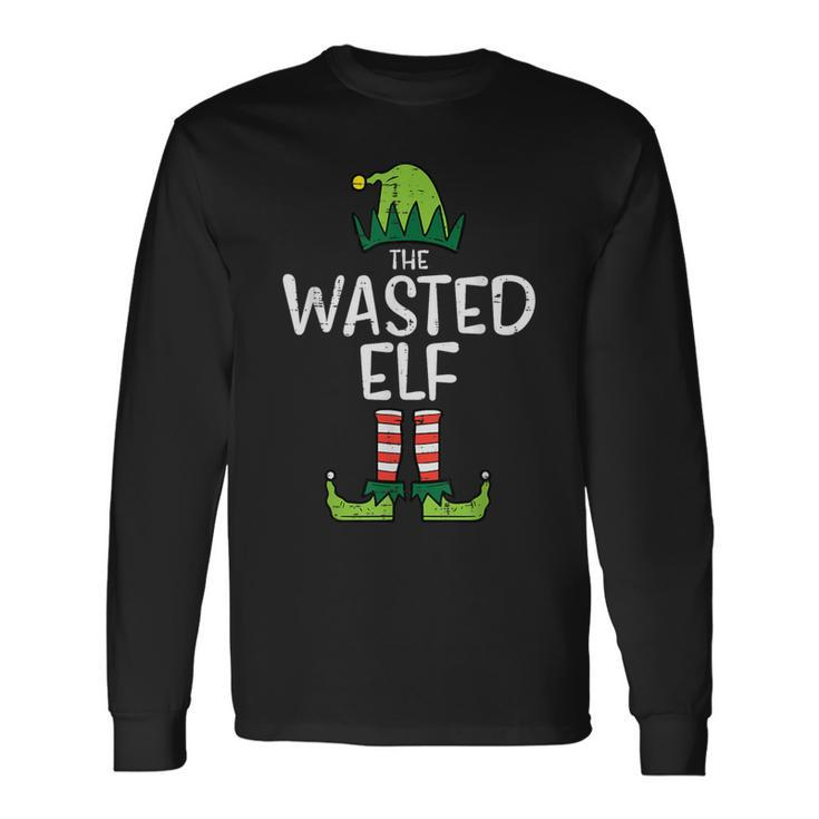 Wasted Elf Xmas Pjs Matching Christmas Pajamas For Family Long Sleeve T-Shirt
