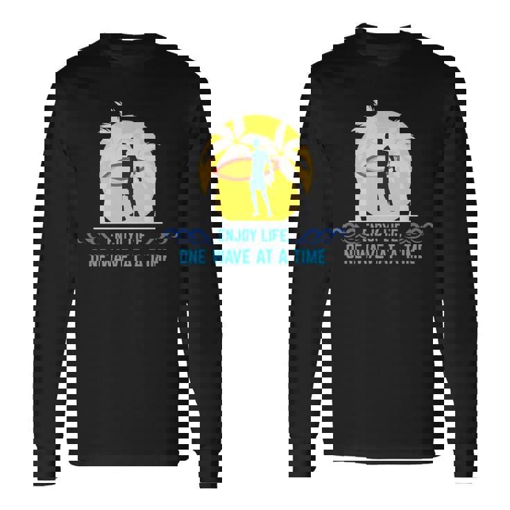 Wave Riding Windsurfer With Surfboard Long Sleeve T-Shirt