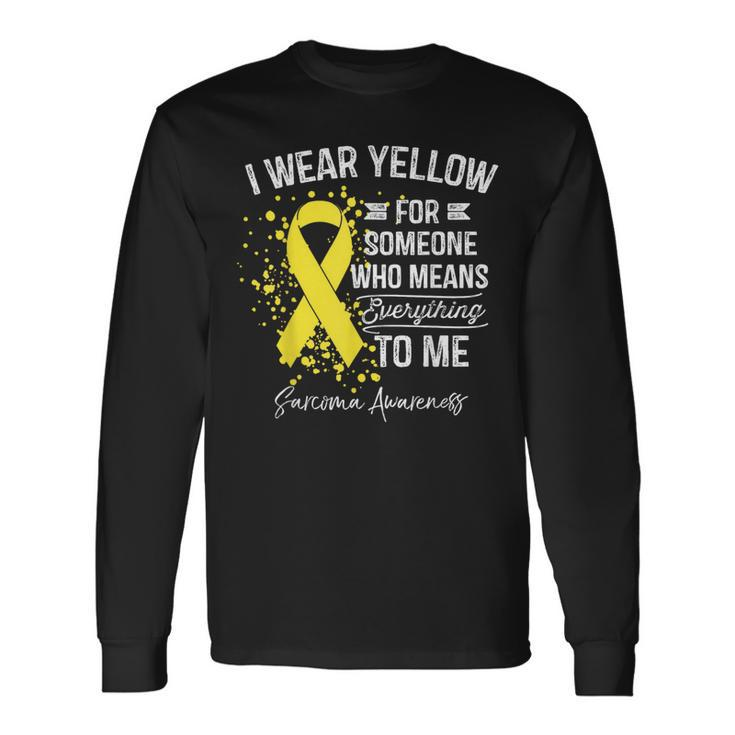 I Wear Yellow Sarcoma Cancer Yellow Ribbon Awareness Long Sleeve T-Shirt T-Shirt