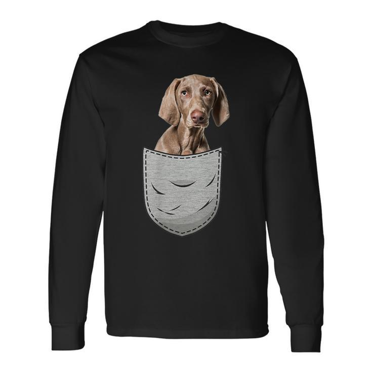 Weimaraner Raner Chest Pocket For Dog Owners Long Sleeve T-Shirt