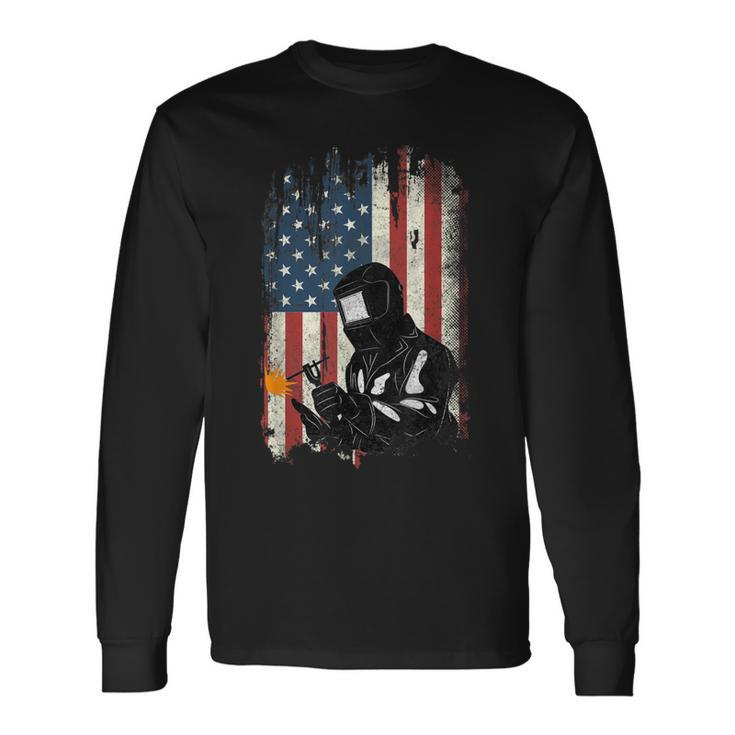 Welder American Flag Welding Usa Patriotic Father Long Sleeve T-Shirt T-Shirt