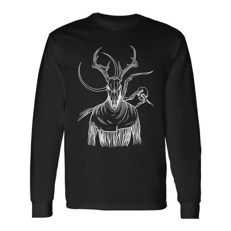 Wendigo The Cryptid Cannibal Spirit Of The Horror Forest Horror Long Sleeve T-Shirt