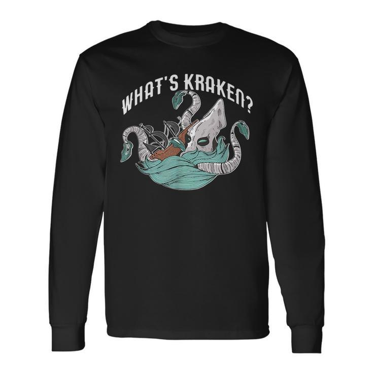 Whats Kraken Cephalod Meme Crackin Pun Long Sleeve T-Shirt