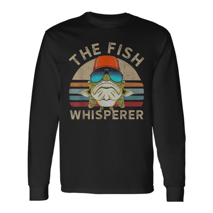 The Whisperer Of Fish Retro Vintage Fishing Angler Fisherman Long Sleeve T-Shirt