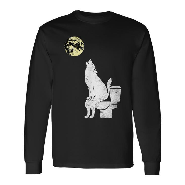 Wolf On The Toilet Long Sleeve T-Shirt