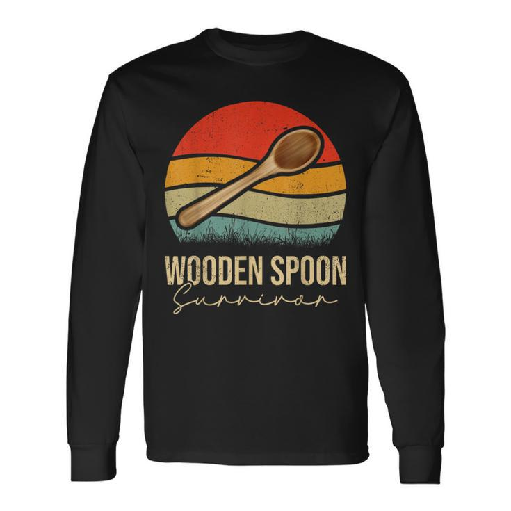 Wooden Spoon Survivor Meme Vintage Retro Long Sleeve T-Shirt T-Shirt