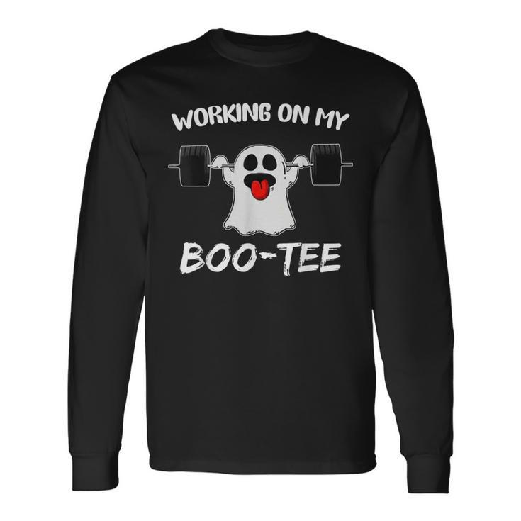 Working On My Boo Ghost Workout Gym Halloween Long Sleeve T-Shirt