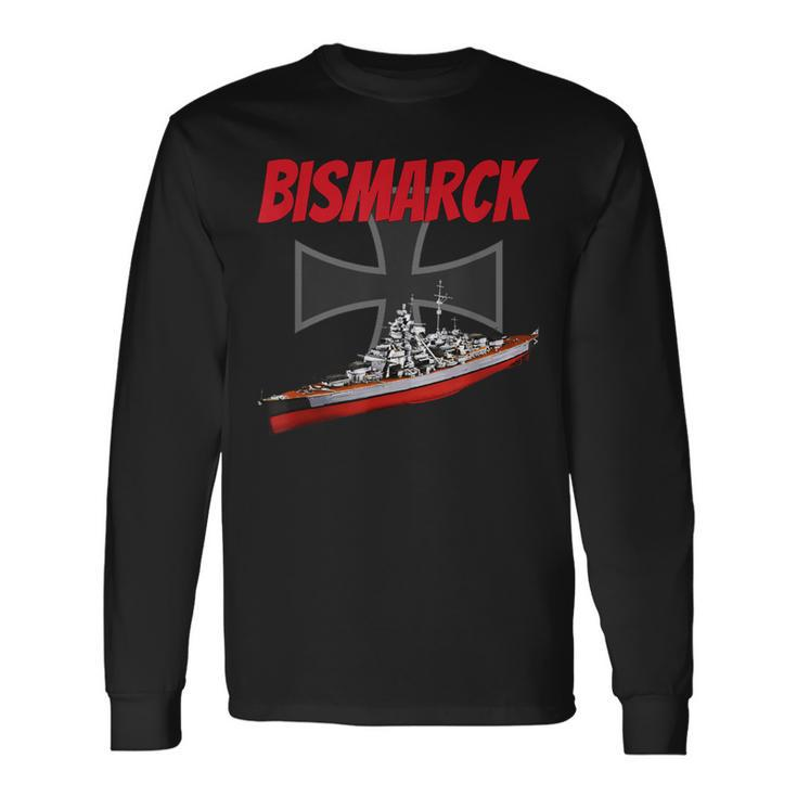 World War 2 German Bismarck Ship Model Ww2 Battleship Boys Long Sleeve T-Shirt