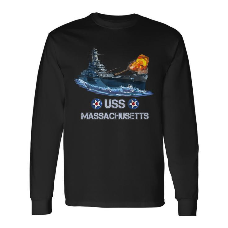 World War 2 United States Navy Uss Massachusetts Battleship Long Sleeve T-Shirt