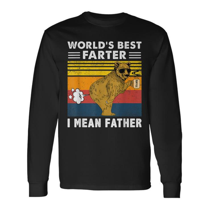 Worlds Best Farter I Mean Father Bear Vintage Retro Long Sleeve T-Shirt