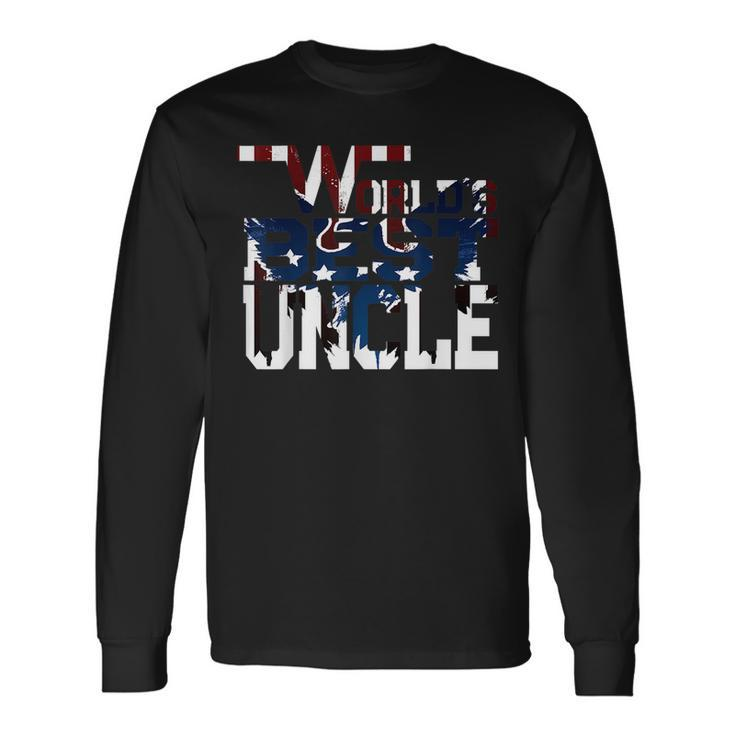 Worlds Best Uncle Eagle American Flag Long Sleeve T-Shirt T-Shirt