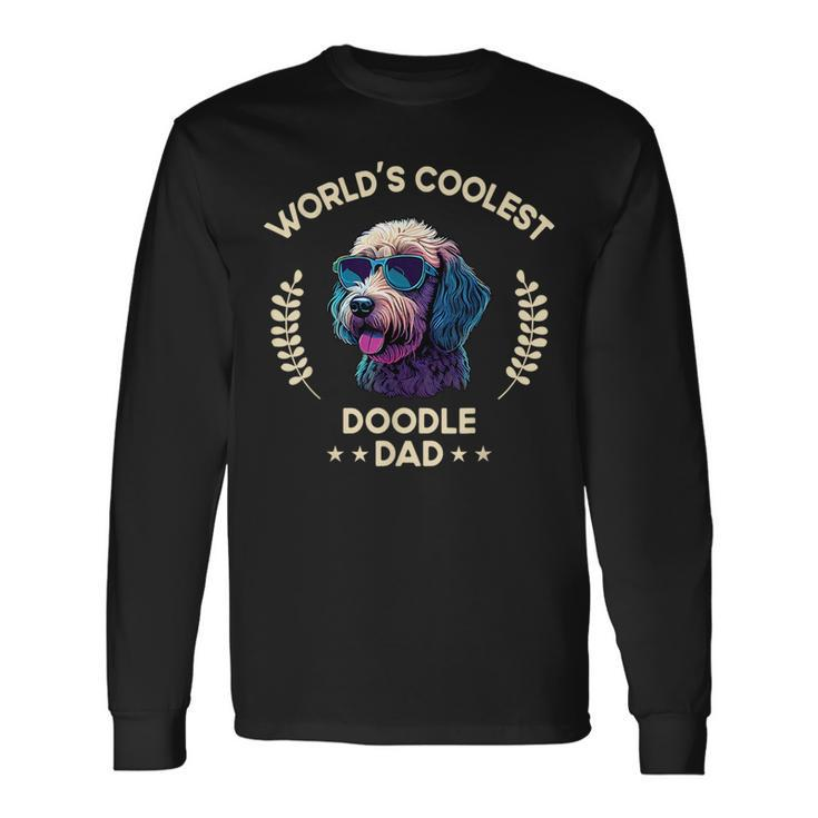 Worlds Coolest Dog Dad Papa Men Doodle Long Sleeve T-Shirt