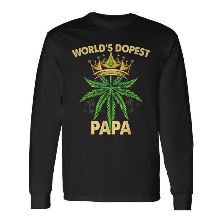 Worlds Dopest Papa Cannabis 420 Fathers Day Weed Dad Long Sleeve T-Shirt