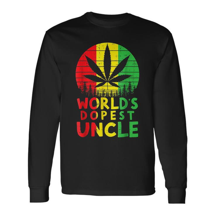 Worlds Dopest Uncle Rasta Jamaican Weed Cannabis 420 Stoner Long Sleeve T-Shirt