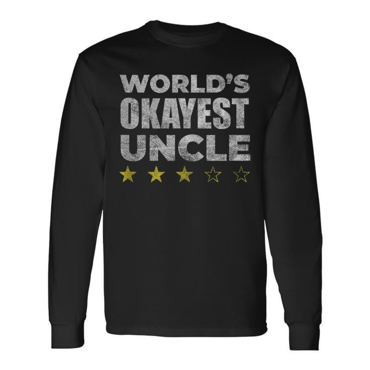 Worlds Okayest Uncle Vintage Style Long Sleeve T-Shirt