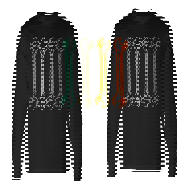 Wrenches Retro Car Mechanic Handyman Vintage Mechanic Long Sleeve T-Shirt