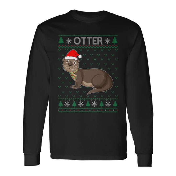 Xmas Otter  Ugly Christmas Sweater Party Long Sleeve T-Shirt