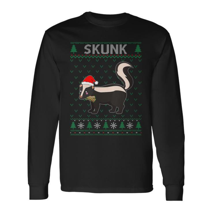Xmas Skunk  Ugly Christmas Sweater Party Long Sleeve T-Shirt