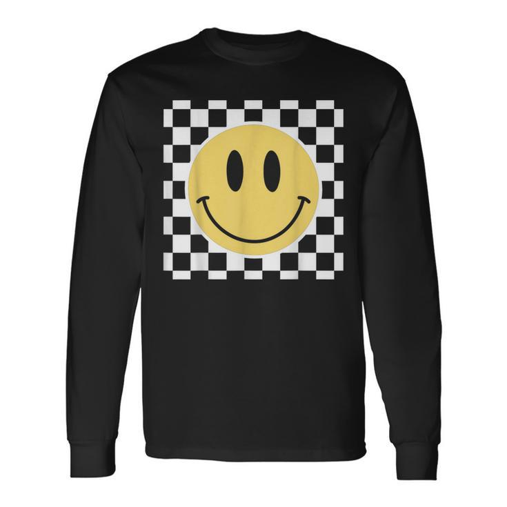 Yellow Smile Face Retro Happy Face Vintage Smiling 70S Peace Long Sleeve T-Shirt