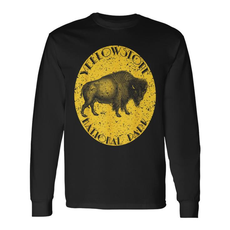 Yellowstone National Park Buffalo Vintage Distressed Long Sleeve T-Shirt