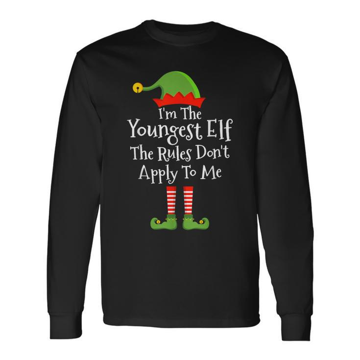 Youngest Elf Rules Don't Apply Christmas Matching Family Long Sleeve T-Shirt