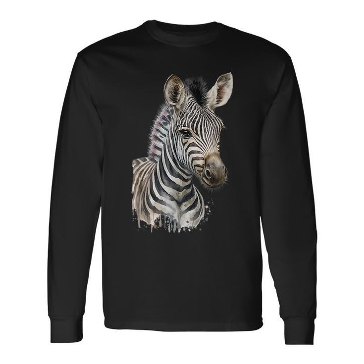 Zebra Watercolor Long Sleeve T-Shirt
