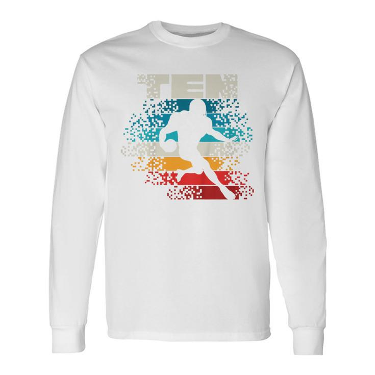 10 Year Old 10Th Vintage Retro Football Birthday Party Long Sleeve T-Shirt
