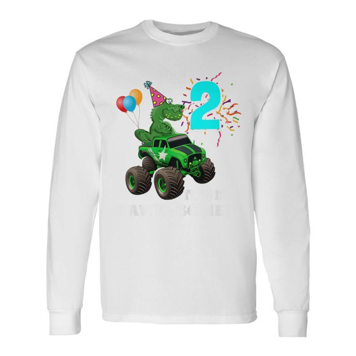 2Nd Birthday Boy Rex & Monster Trucks Matching Rex Long Sleeve T-Shirt T-Shirt