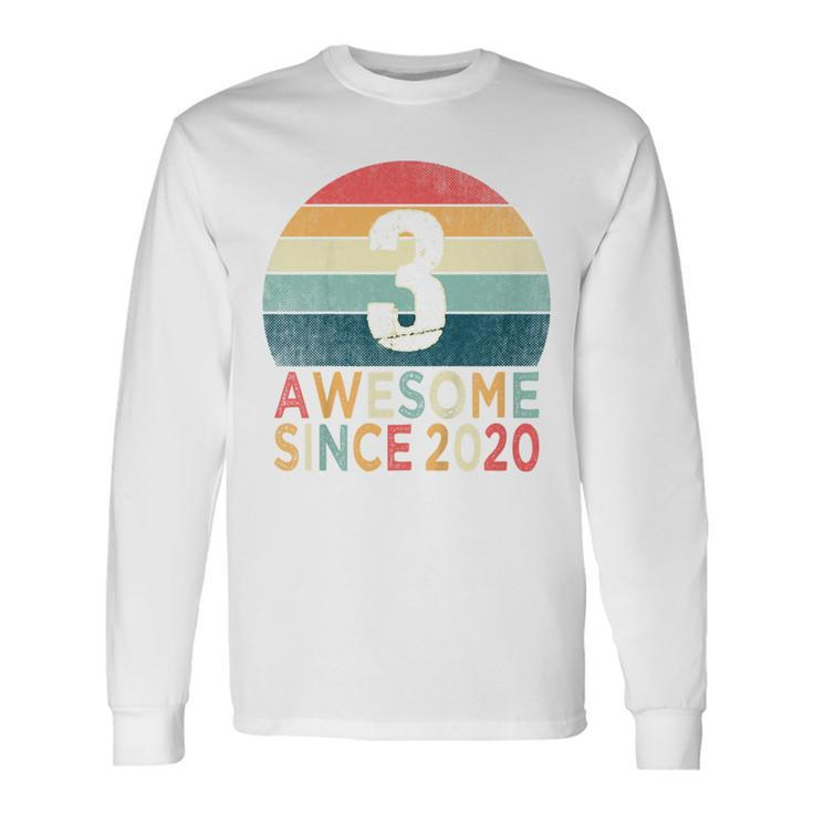 3Rd Birthday Vintage Retro 3 Years Old Awesome Since 2020 Long Sleeve T-Shirt