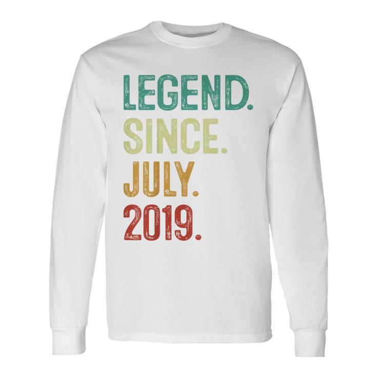 4 Years Old Legend Since July 2019 4Th Birthday Long Sleeve T-Shirt