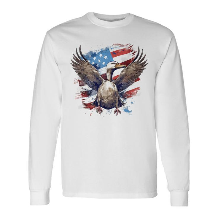 4Th Of July Us Flag Goose Long Sleeve T-Shirt