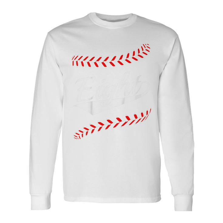 8 Year Old 8Th Baseball Softball Birthday Party Boys Girls Long Sleeve T-Shirt Gifts ideas