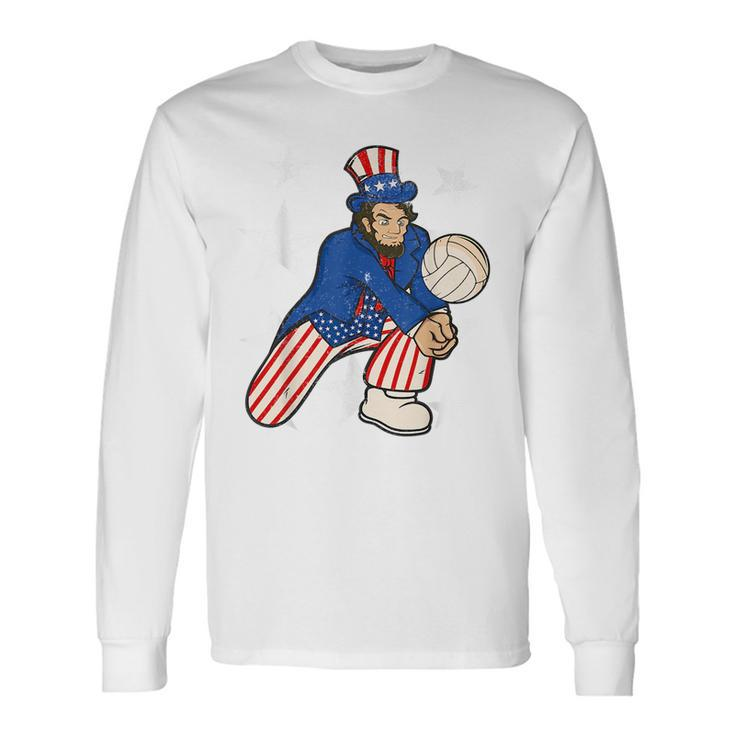 Abraham Lincoln Playing Volleyball 4Th Of July Long Sleeve T-Shirt Gifts ideas