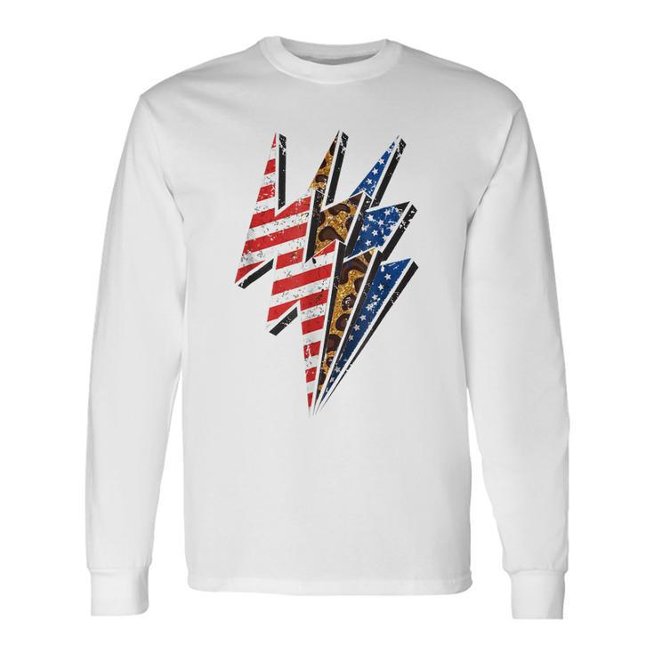 America Leopard Cheetah Lightning Bolt 4Th Of July Patriotic Long Sleeve T-Shirt Gifts ideas