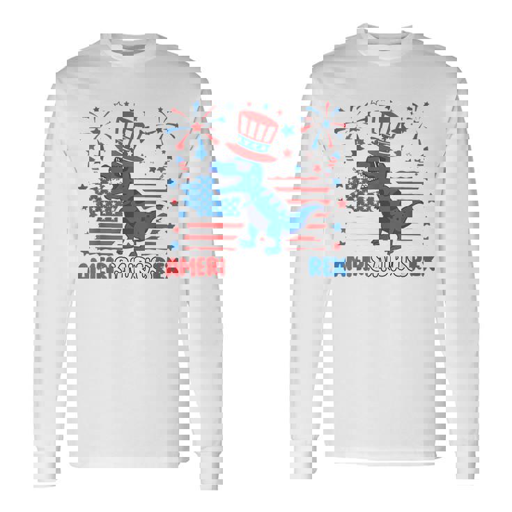 American Flag 4Th Of July Rex Dinosaur Amerisaurus Rex Boy Dinosaur Long Sleeve T-Shirt T-Shirt
