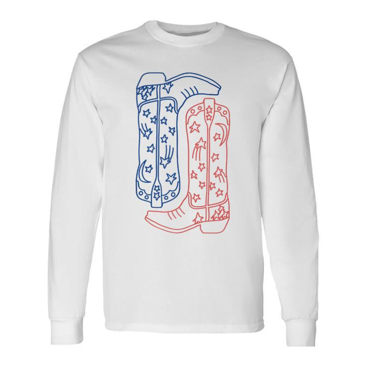 All American Western Girl Cowgirl Cowboy Boots 4Th Of July Long Sleeve T-Shirt