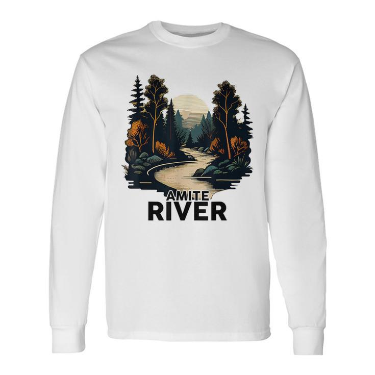 Amite River Retro Minimalist River Amite Long Sleeve T-Shirt