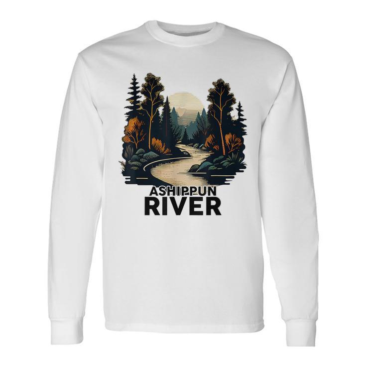 Ashippun River Retro Minimalist River Ashippun Long Sleeve T-Shirt