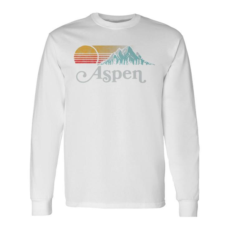 Aspen Colorado Vintage Mountain Sunset Eighties Retro Long Sleeve T-Shirt