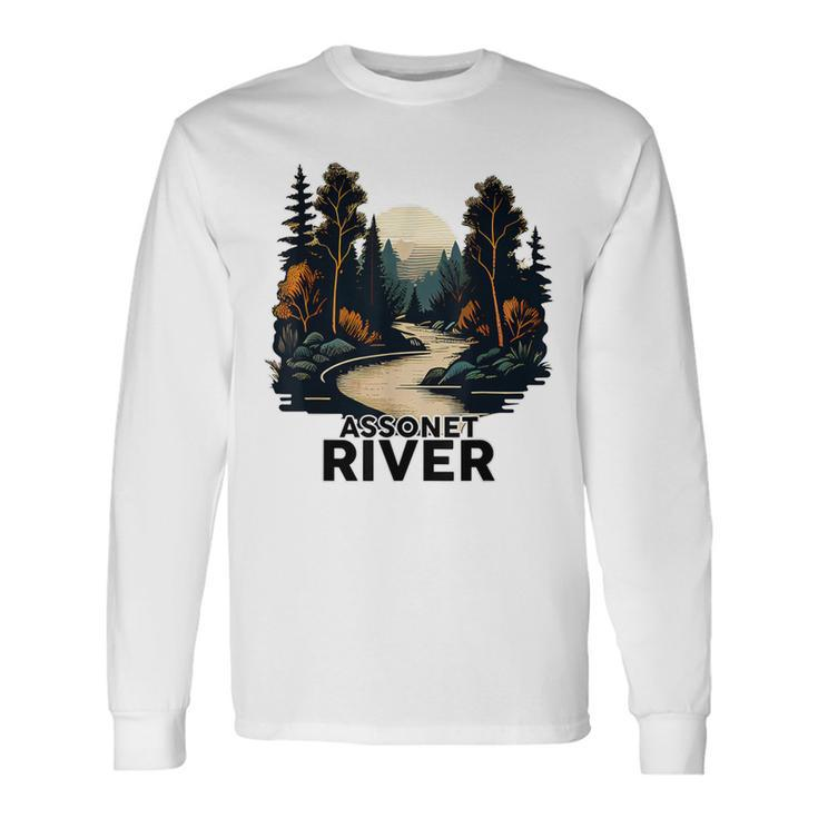 Assonet River Retro Minimalist River Assonet Long Sleeve T-Shirt