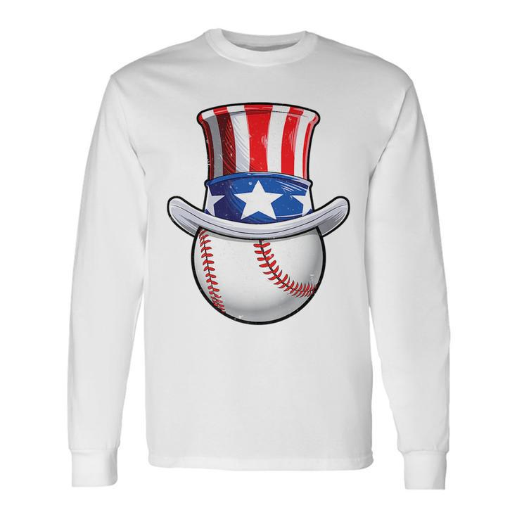 Baseball Uncle Sam 4Th Of July Boys American Flag Long Sleeve T-Shirt T-Shirt
