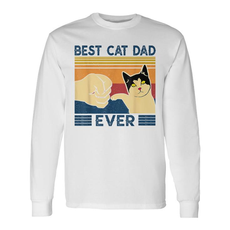 Best Cat Dad Ever Retro Vintage Cat Daddy Father Day Long Sleeve T-Shirt T-Shirt